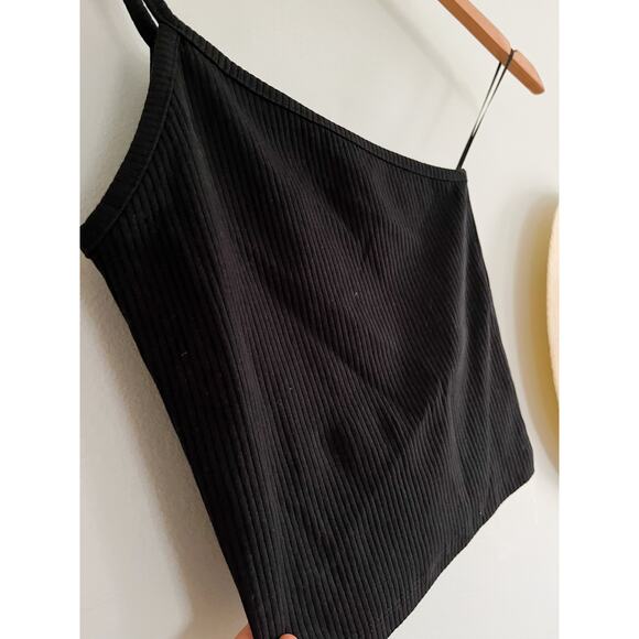 Madewell | NWT | One-Shoulder Crop Tank in Sleekhold | True Black | Sz XXS - Picture 4 of 8